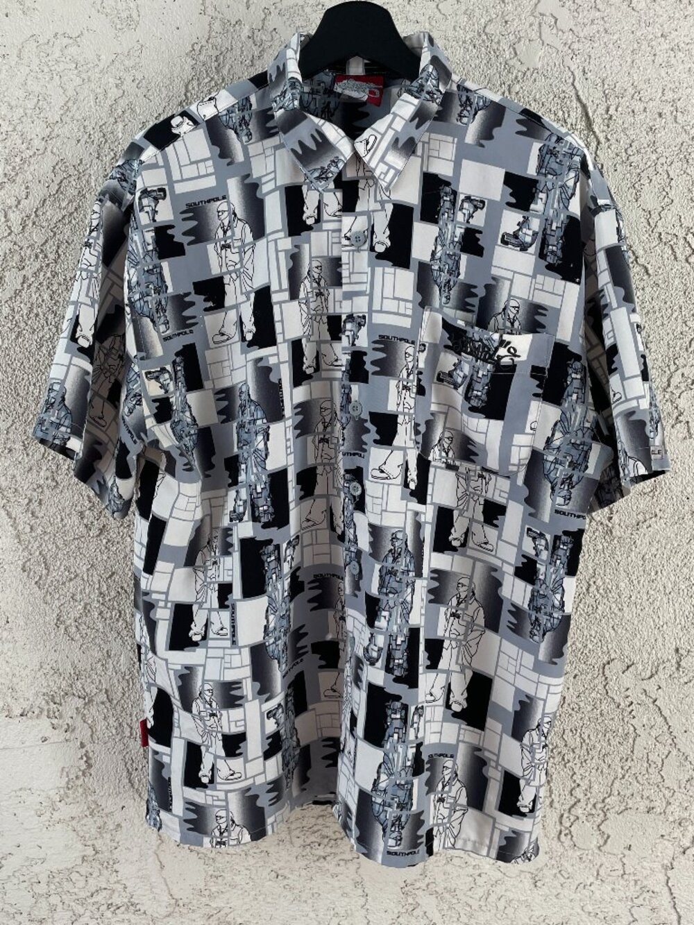 Southpole Vintage Y2K Graphic Button Up Shirt XL Streetwear Hip Hop Art Print
